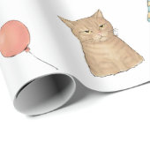 Grappig kat verjaardags inpakpapier (Rol Hoek)