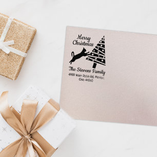 Grappig kat vrolijk kerst familie retour adres rubberstempel