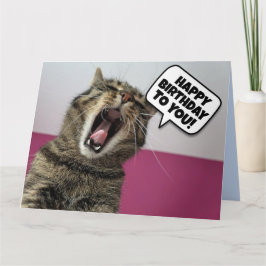GRAPPIG KAT ZINGEN HAPPY BIRTHDAY WENSKAART KAART