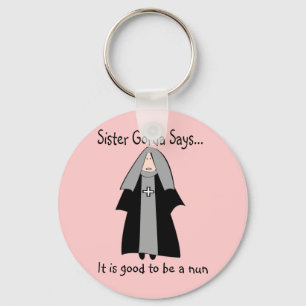 Grappig Katholieke Nun Gifts, "Zister Gorda" Sleutelhanger
