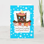 Grappig kattekerstkoekjes bakkerij feestdagen kaart (Voorkant)