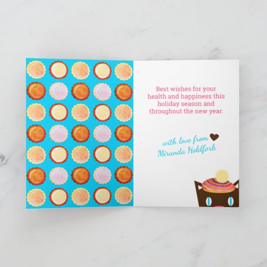 Grappig kattekerstkoekjes bakkerij feestdagen kaart (Binnen)