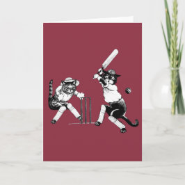Grappig katten die cricket spelen feestdagen kaart