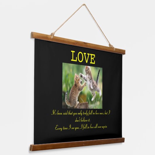 Grappig katten liefde citaat hangend wandkleed (Gebogen)