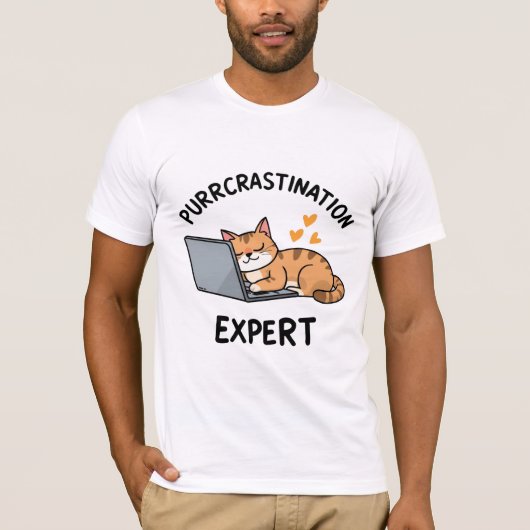 Grappig katten shirt – Purrcrastination Expert T-s (Voorkant)