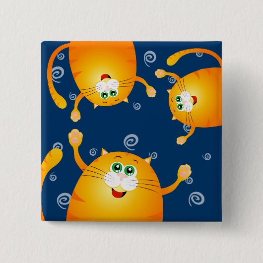 Grappig katten, vierkante magneet vierkante button 5,1 cm (Voorkant)