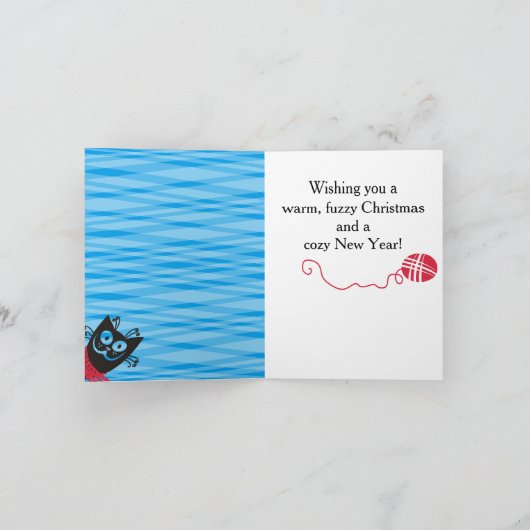 Grappig kattengaren breien haakwerk Kerstmis Feestdagen Kaart (Binnen)