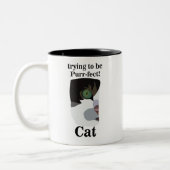 Grappig Kattengezicht Tweekleurige Koffiemok (Links)