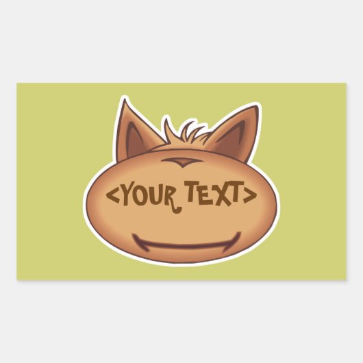 Grappig kattengezicht, <YOUR TEXT> Rechthoekige Sticker (Voorkant)