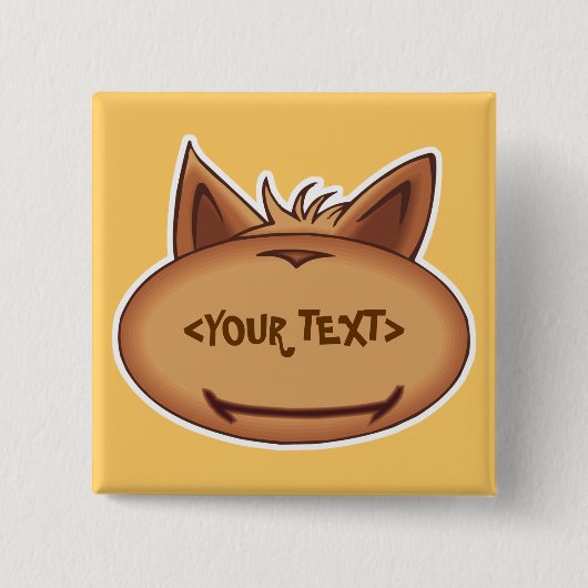 Grappig Kattengezicht, <YOUR TEXT> Vierkante Button 5,1 Cm (Voorkant)