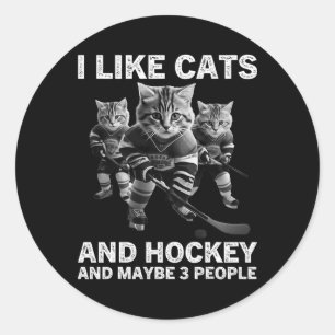 Grappig kattenhockeycadeau voor introverte mensen ronde sticker
