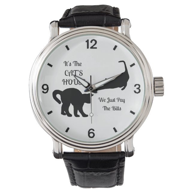 Grappig kattenhuis horloge (Voorkant)