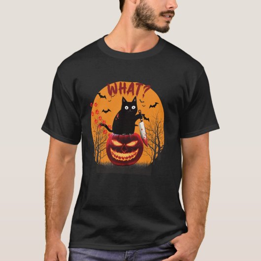 Grappig Kattenkostuum Wat Grappig Zwarte Kat Moord T-shirt (Voorkant)