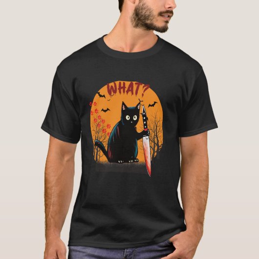Grappig Kattenkostuum Wat Grappig Zwarte Kat Moord T-shirt (Voorkant)