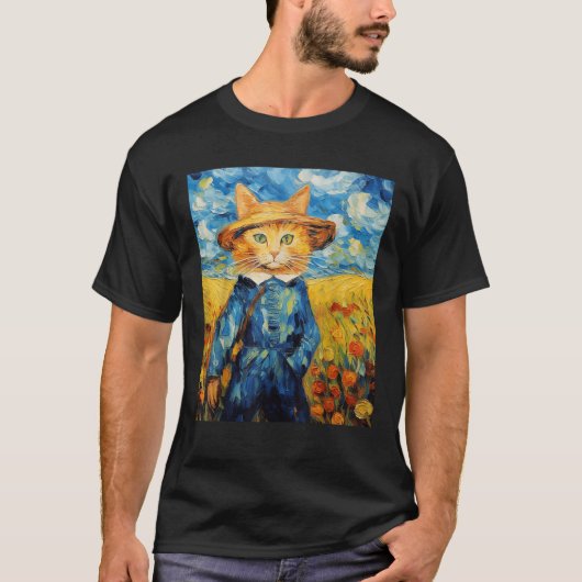 Grappig kattenkunstschilderij Kat Liefhebber Sterr T-shirt (Voorkant)
