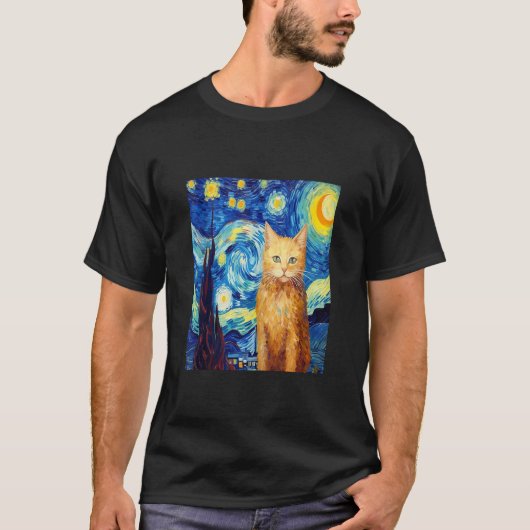 Grappig kattenkunstschilderij Kat Liefhebber Sterr T-shirt (Voorkant)