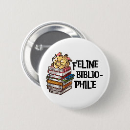 Grappig kattenliefhebber boek citaat fellien bibli ronde button 5,7 cm