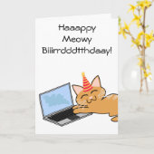 Grappig kattenliefhebber Happy Birthday Kaart (Gele Bloem)