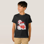 Grappig Kattenpaar Kerstman Hoed Kerst Sleigh Pet  T-shirt (Voorkant volledig)
