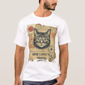 Grappig Kattenpaspoort T-shirt Negen Levens Om Te  (Voorkant)