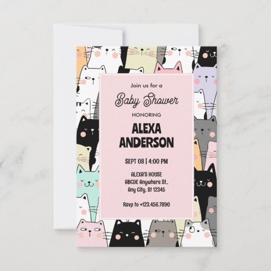 Grappig kattenpatroon baby shower kaart (Voorkant)