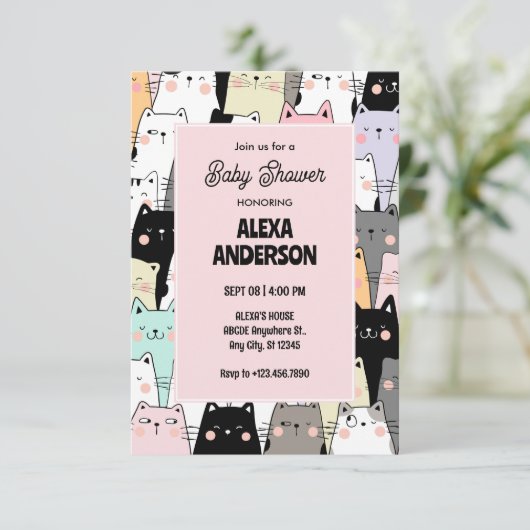 Grappig kattenpatroon baby shower kaart (Staand voorkant)