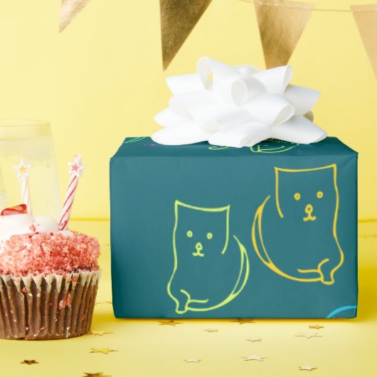 Grappig kattenpatroon cadeauverpakkings papier (Verjaardagsfeest)