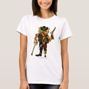 Grappig kattenpiraat schattig t-shirt ontwerp