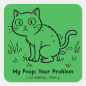 Grappig Kattenpoep Probleem Sarcastisch Vierkante Sticker (Voorkant)