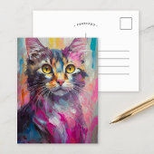 Grappig kattenportret Abstracte moderne kunst Briefkaart