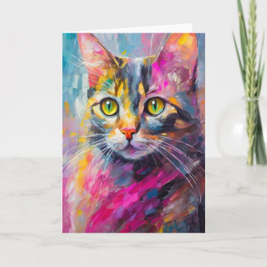 Grappig kattenportret Abstracte moderne kunst Kaart (Voorkant)