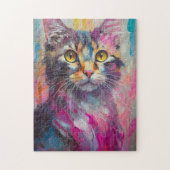 Grappig kattenportret Abstracte moderne kunst Legpuzzel (Verticaal)