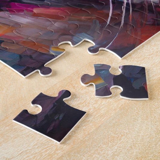 Grappig kattenportret Abstracte moderne kunst Legpuzzel (Zijkant)