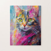Grappig kattenportret Abstracte moderne kunst Legpuzzel (Verticaal)