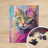 Grappig kattenportret Abstracte moderne kunst Legpuzzel