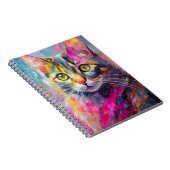 Grappig kattenportret Abstracte moderne kunst Notitieboek (Rechterzijde)
