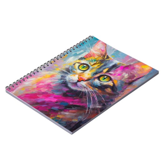 Grappig kattenportret Abstracte moderne kunst Notitieboek (Linkerzijde)