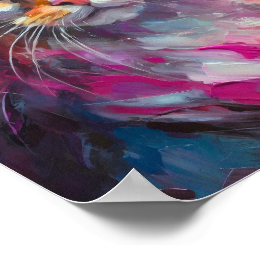 Grappig kattenportret Abstracte moderne kunst Poster (Hoek)