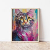 Grappig kattenportret Abstracte moderne kunst Poster