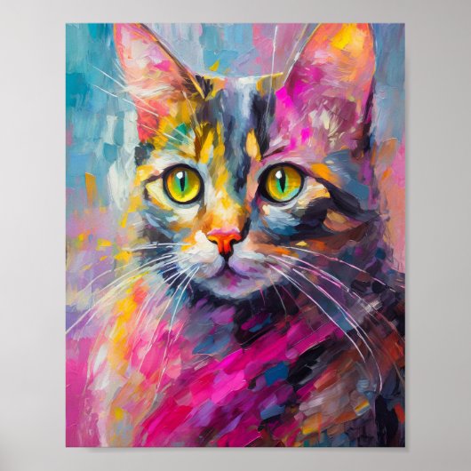 Grappig kattenportret Abstracte moderne kunst Poster (Voorkant)