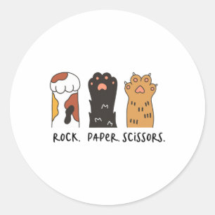 Grappig kattenrots papier schaar Schattige kattenp Ronde Sticker