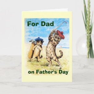 Grappig kattenspel dat Golf Caddy Design speelt Kaart