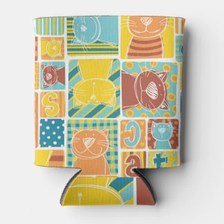 Grappig kattenstof patchwork behang blikjeskoeler