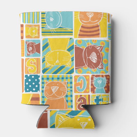 Grappig kattenstof patchwork behang blikjeskoeler (Achterkant)