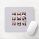 Grappig kattenthema in licht Paarse muismat (Met muis)