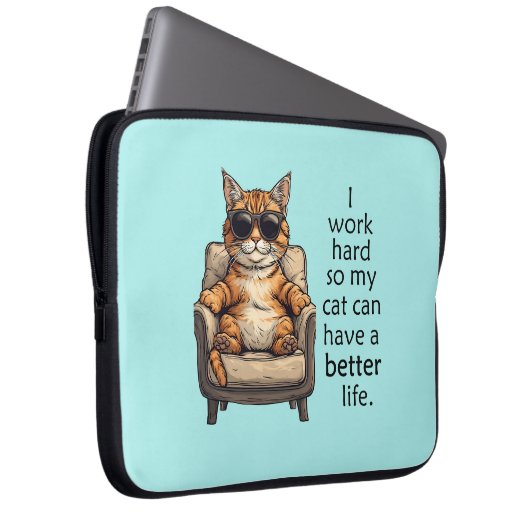 Grappig kattenthema, Schattige laptopelektronica t Laptop Sleeve (Voorkant Rechts)