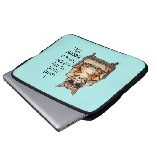 Grappig kattenthema, Schattige laptopelektronica t Laptop Sleeve (Voorkant onderkant)