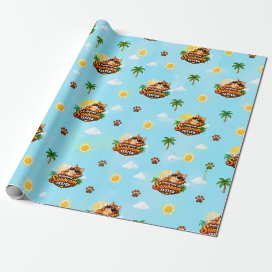 Grappig kattenzomer cadeauverpakkings papier (Uitgerold)