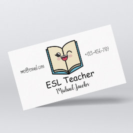 Grappig Kawaii Boek ESL Docent Engels Docent Schat Visitekaartje
