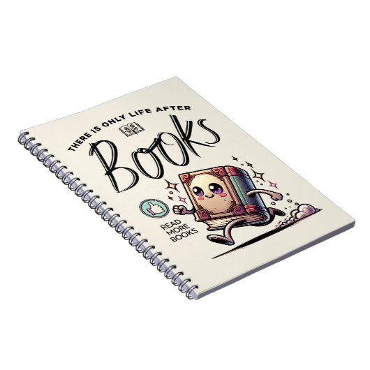 Grappig Kawaii Boek met quote Lees meer boeken Notitieboek (Rechterzijde)